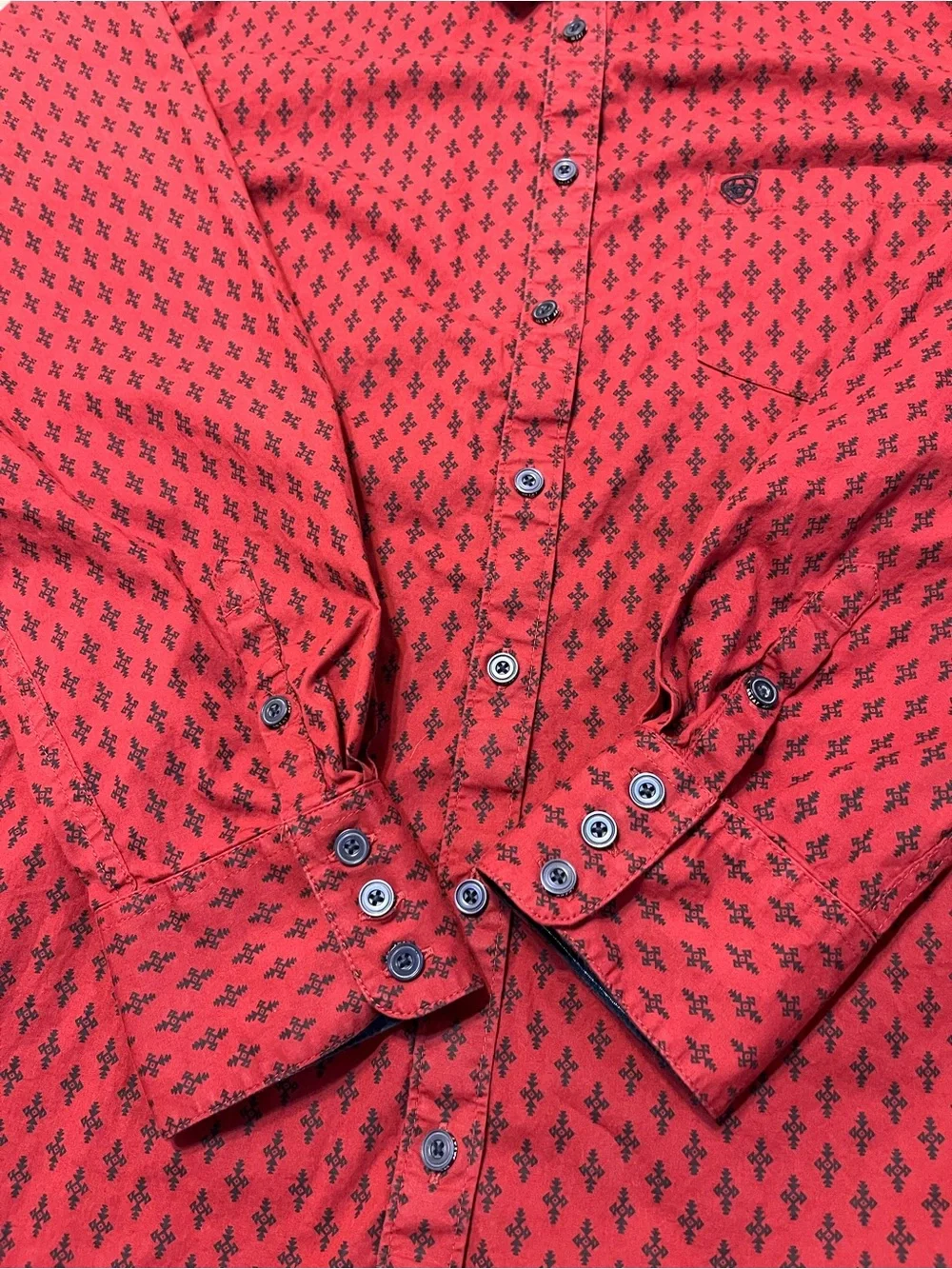 Ariat Real Men's 3X Red Long Sleeve Western Shirt Button Down Cowboy Rodeo - Picture 4 of 9